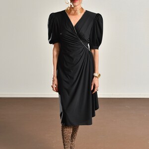 80's Black Cocktail Dress/ Vintage Rimini Party Dress/ Rhinestone Party Dress/ Vintage Little black Dress/ Size 4 image 9