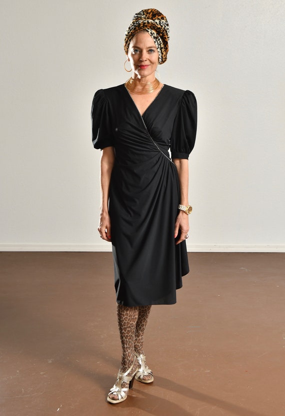 80's Black Cocktail Dress/ Vintage Rimini Party D… - image 9