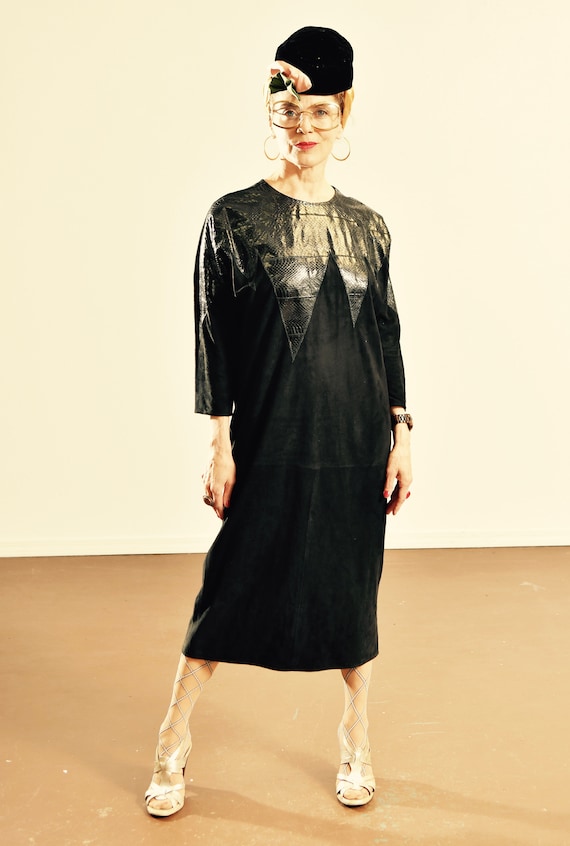 Black suede dress hotsell