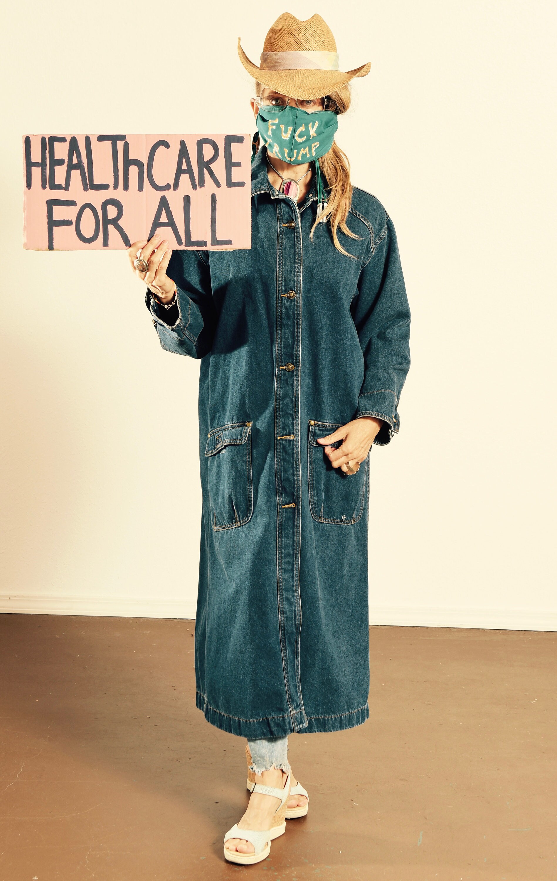 Mens denim shopping duster