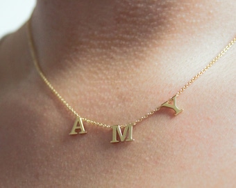 Tiny Spaced Out Personalized Name Necklace • Custom Nameplate Necklace • Name Charm • Silver Plated • Gold Plated • Rose Gold Plated • Gift
