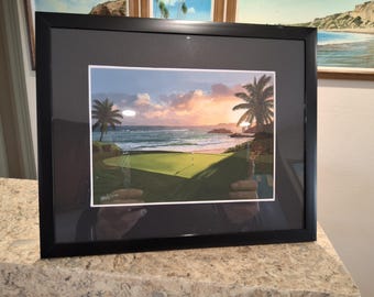Framed Fantasy Tropical Golf Seascape Art Print (8"x10" Frame, 5"x7" Print)