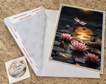 Dragonfly Lily Art Print Card | Removable 5x7 Keepsake Greeting (All Occasions)