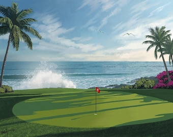 Framed Fantasy Golf Seascape Art Print (8x10, 5x7 Print)