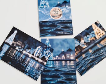 Christmas Bokeh Water Seascape Art Postcards | Set of 3 (5"x7")