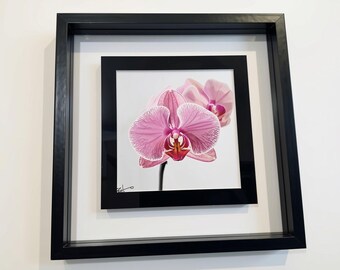 Mini Orchid Print, 4x4 Floral Wall Art, Small Botanical Piece (Painted Calm)