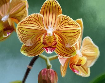 Mini Orchid Print, 4x4 Floral Wall Art, Small Botanical (Fine Art Paper)