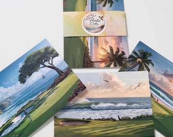 5x7 Tropical Seascape Golf Art Postcard | Choose Your Favorite Painting (Frameable)