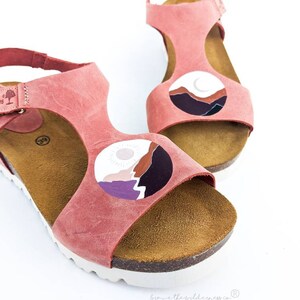 Mountains and Valleys - Women's Painted Leather Platform Sandals Shoes