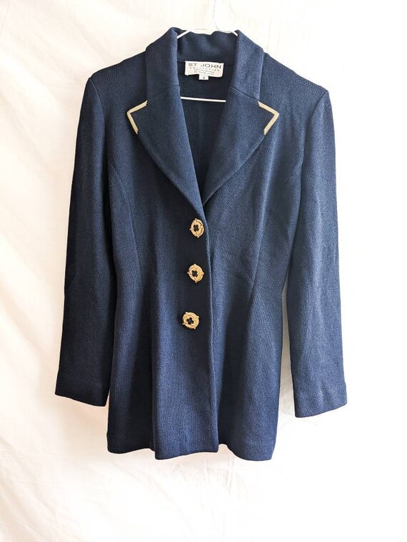 Gold and Navy - St John Collection Knit Blazer - image 9