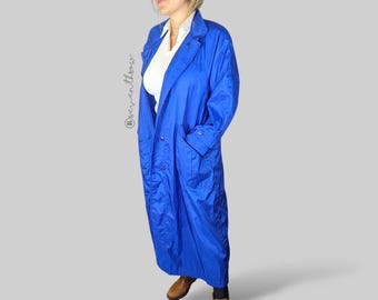 Bleu - vintage Forecaster Of Boston Long Coat des années 1980 pluie/coupe-vent