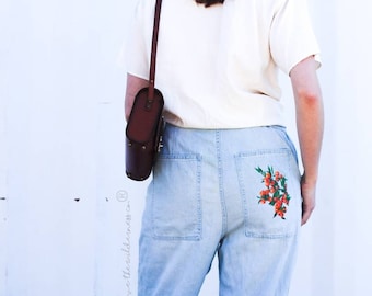 Oranges - Free People Wide Leg Jeans with Hand Painted Pocket and Embroidery