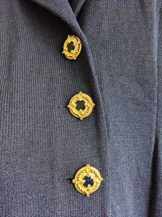 Gold and Navy - St John Collection Knit Blazer - image 10