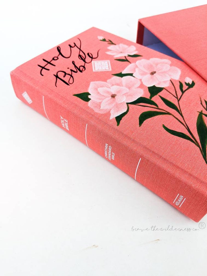 Floral Peach Hand Painted Bible and Case CSV Version Etsy