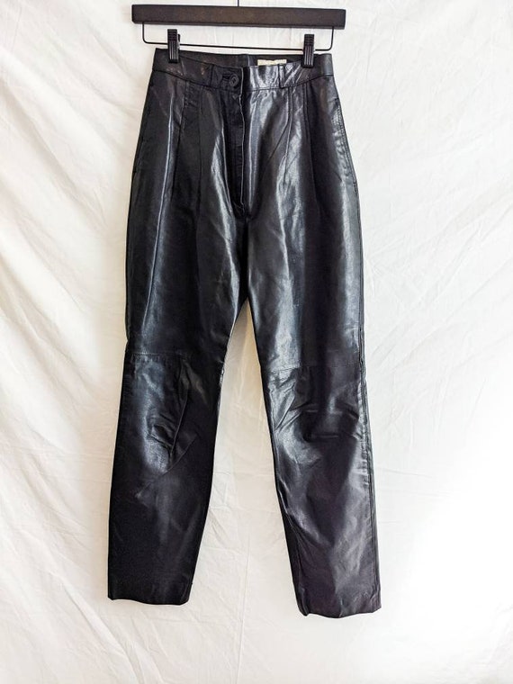 Black - Vintage Oleg Cassini Genuine Leather Pants