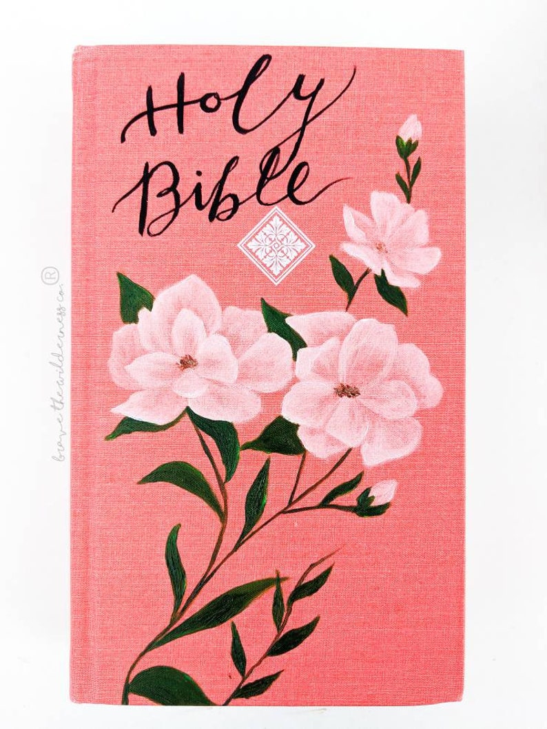 Floral Peach Hand Painted Bible and Case CSV Version Etsy