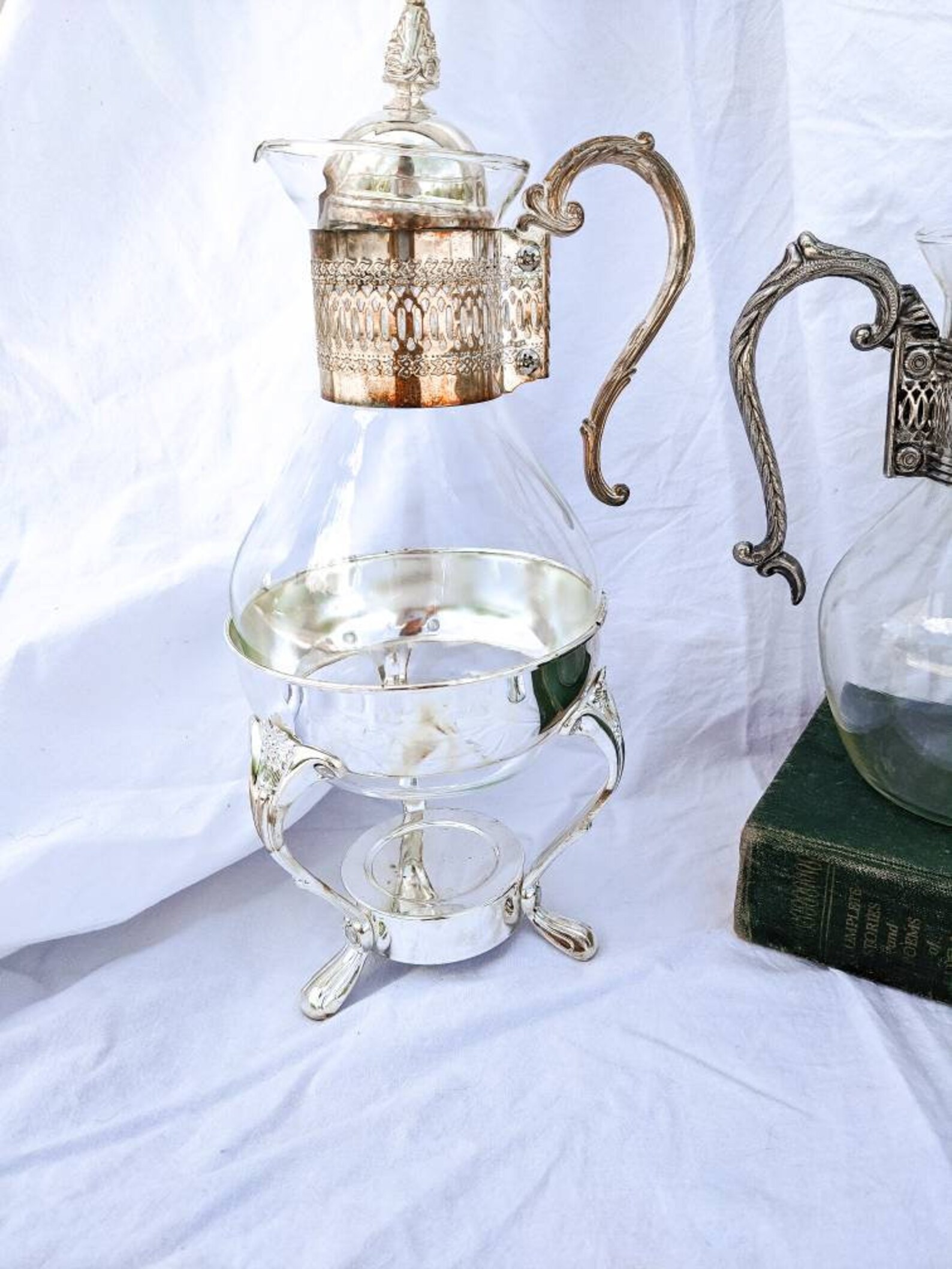Silver Plated Vintage Glass and Silver Coffee Tea Carafe Etsy España