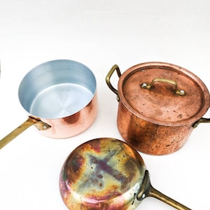 Copper - Vintage Centuria Baumlin Pot And Lid Skillet Made in France