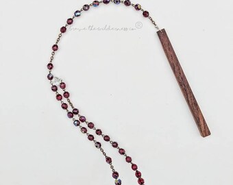 Bronze, Wood and Garnet - Statement Necklace