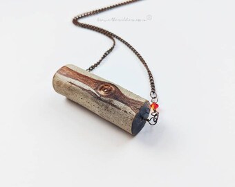 Firewood - Natural Wood Crystal and Chain Necklace