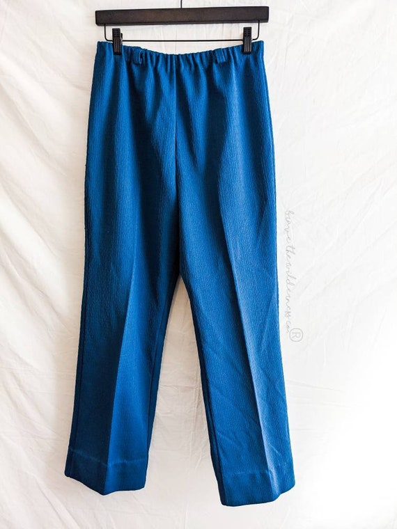 Dark Teal Blue - Vintage 80s High Waisted Pants T… - image 4