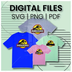 Jurassic Fam | Mamasaurus, Dadasaurus, Babysaurus | SVG - PNG - PDF