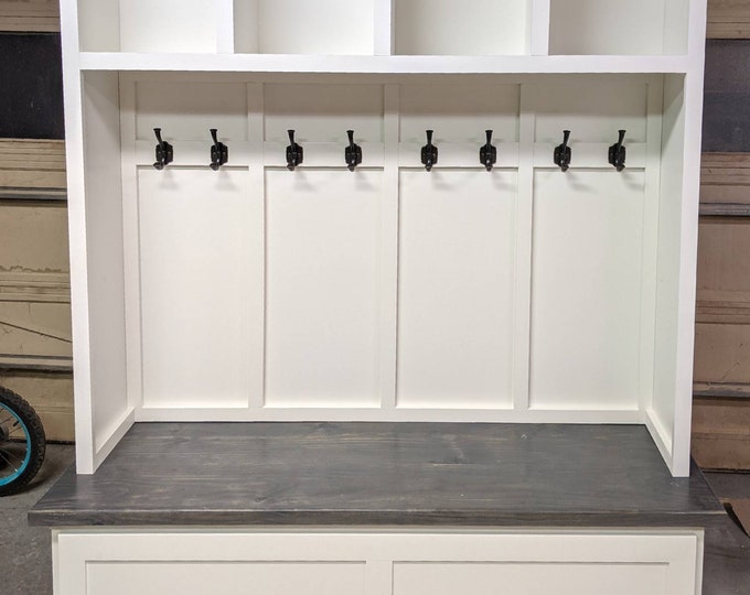 Hallway Tree With Drawers Farmhouse Mudroom Hall Tree Etsy