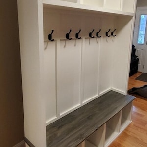 Hallway Tree With Bench and Storage | Farmhouse Mudroom Hall Tree ...