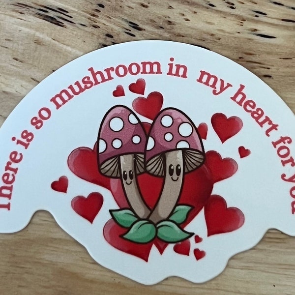 Funny Red Mushroom Love Waterproof Sticker Cute Quote Cartoon Matte Decal Food Vegetable Pun Emblem for Water Bottle Laptop Phone