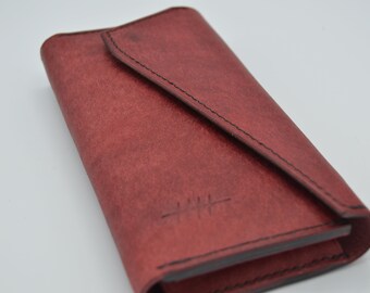 Cartera larga en piel italiana plena flor