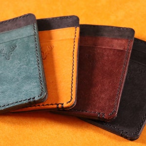 Monedero de cuero, tarjetero de cuero, billetera de cuero para hombre, billetera delgada, billetera Willow