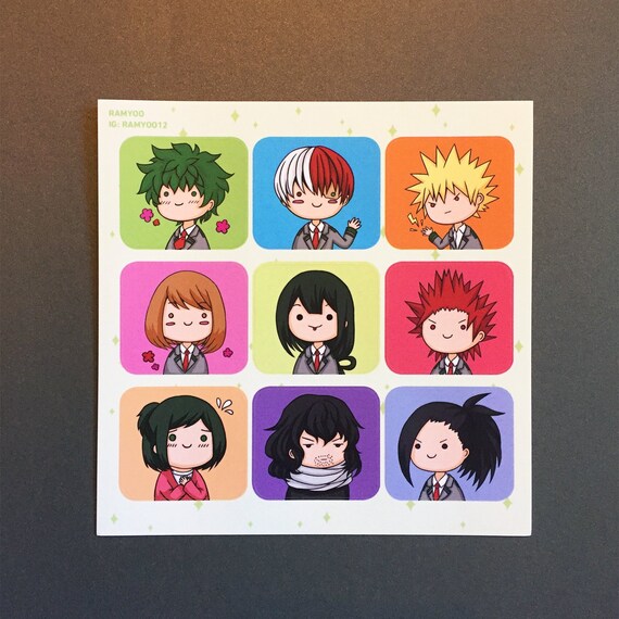 my hero academia stickers in 1 sheet etsy