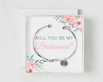 Inicial personalizada Tie the Knot pulsera para regalo de dama de honor, serás mi regalo de propuesta de dama de honor, despedida de soltera, joyería de dama de honor