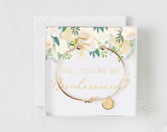 Personalized Initial Bracelet, Tie the Knot Bracelet, Bridesmaid Gift, Will you be my Bridesmaid Proposal, Bridal Shower, Bridesmaid Jewelry