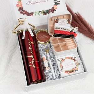 Personalized Bridesmaid Proposal Gift Set for Matron of Honor, Will you be my Maid of Honor Gift Box for Bridal Party, Glass Cup Tumbler