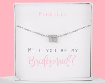 Personalized Initial Necklace for Bridesmaid Gift Box, Will you be my Bridesmaid Proposal Gift, Bridal Party, Flower Girl Proposal Jewelry