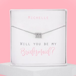 Personalized Initial Necklace for Bridesmaid Gift Box, Will you be my Bridesmaid Proposal Gift, Bridal Party, Flower Girl Proposal Jewelry