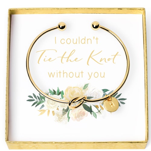 Personalized Bridesmaid Gift, Bridesmaid Proposal Bracelet, Tie the Knot Jewelry, Custom Initial Engraving Bridesmaid Bracelet, Flower Girl