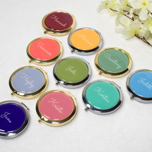 Personalized Circular Compact Mirror for Her, Bridesmaid Proposal Gift Boxes, Bachelorette Party Favors, Gifts for Her, Bridal Party Gifts image 3