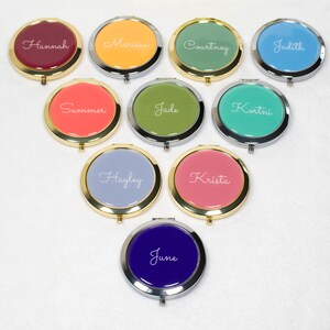 Personalized Circular Compact Mirror for Her, Bridesmaid Proposal Gift Boxes, Bachelorette Party Favors, Gifts for Her, Bridal Party Gifts image 2