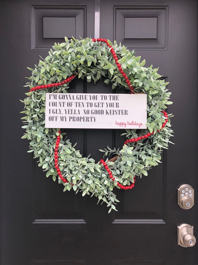 funny welcome sign happy holidays Handmade Holiday decor gift Funny decor Home Alone Christmas Door sign