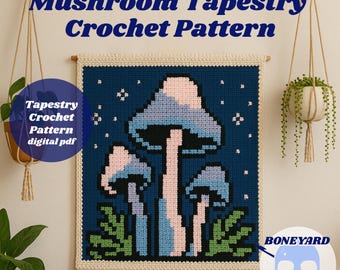 Groovy Mushrooms Tie-Dye Crochet Tapestry Pattern PDF Digital Download