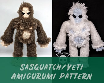 Pattern Sasquatch/Big Foot and Yeti/Abominable Snowman Crochet Amigurumi