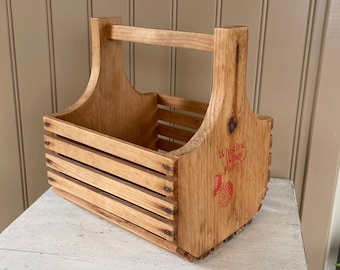 Wooden slat carry all basket Whistling Wings Farm rustic berry basket