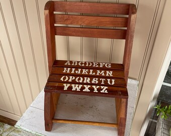 Child’s chair converts to step stool shabby Farmhouse ABC’s