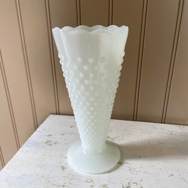 Hobnail Milk Glass Vase Etsy