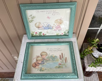 1985 dated Homco Psalms framed prints Set of 2