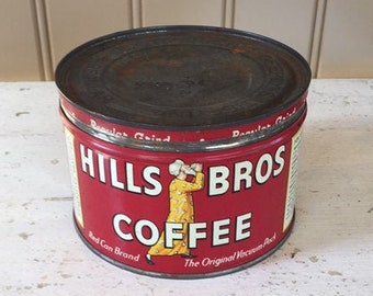 Hills Bros Coffee tin 1 lb. tin Vintage coffee can