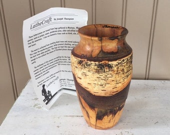 Joseph Thompson Lathe Craft vase Birch tree art vase
