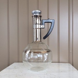 Inland Glass coffee carafe Hand blown mid century 18 cup carafe with metal and cork stopper